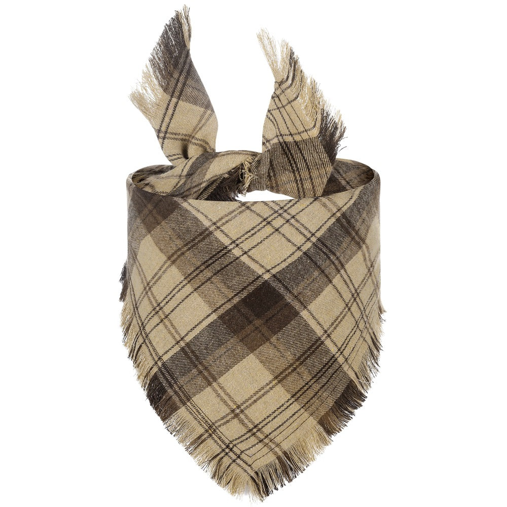 Bandana de chien d'automne Vivant avec des bords de tassels Classic Plaid Triangle Dog Apparel Accessori