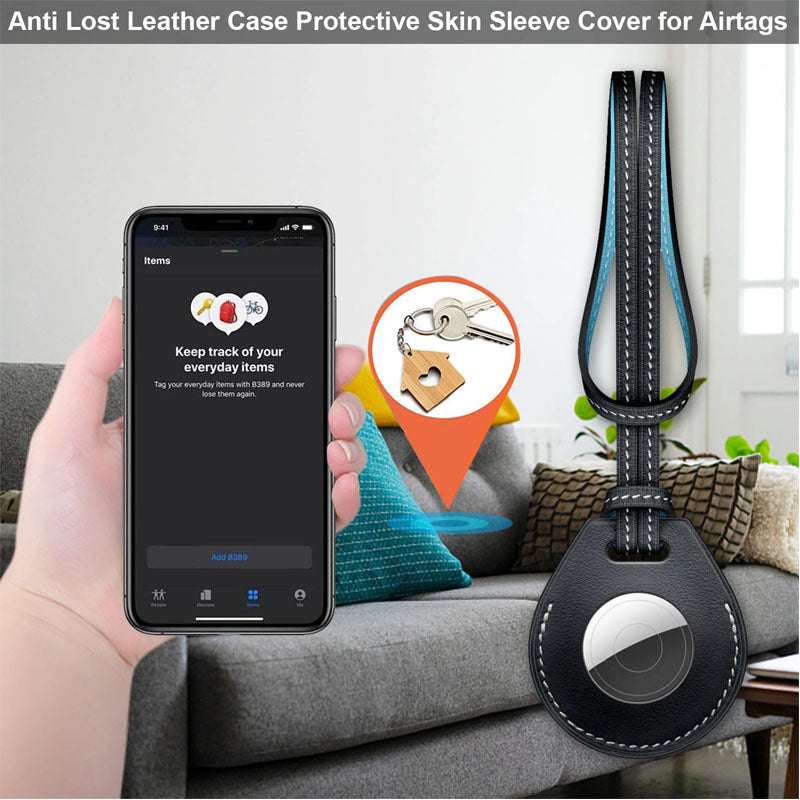 Couverture de protection PU Sling de luxe pour Apple AirTag Shockproof Porte-clés résistant aux rayures Co