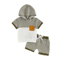 Kids Striped Color-block Short-Sleeve Hoodie