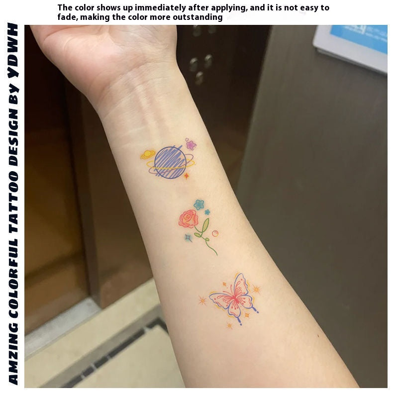 Sticker de tatouage à l'épaule couleur Lune papillon