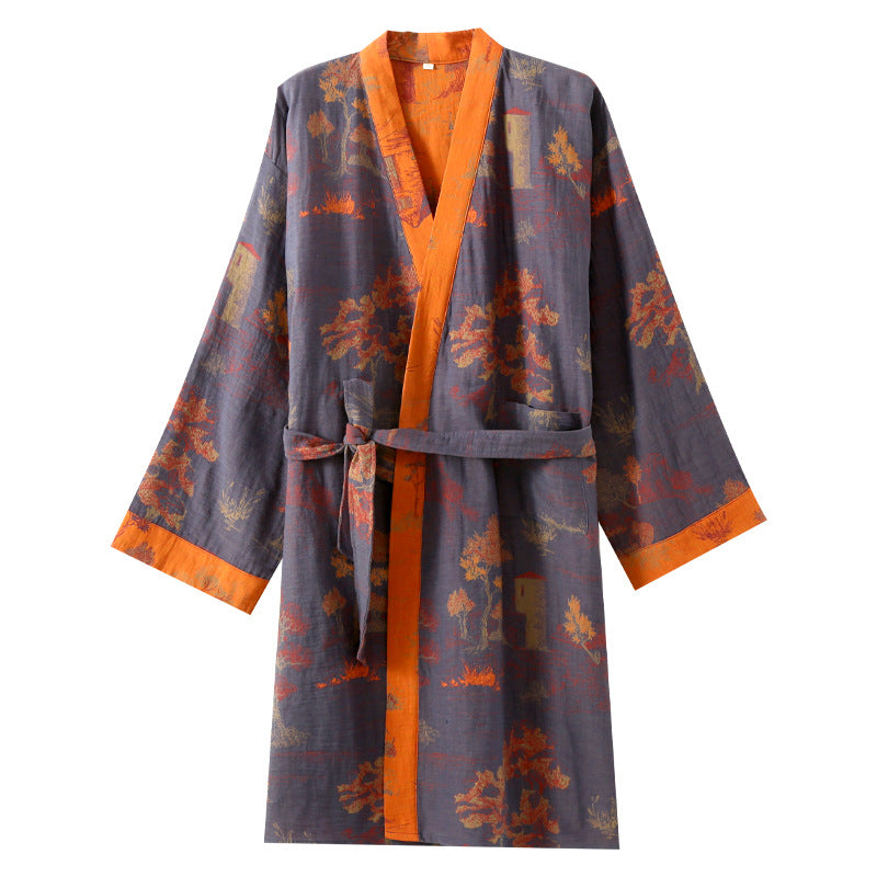 Pure coton Jacquard chinois style ceinture chemise de nuit