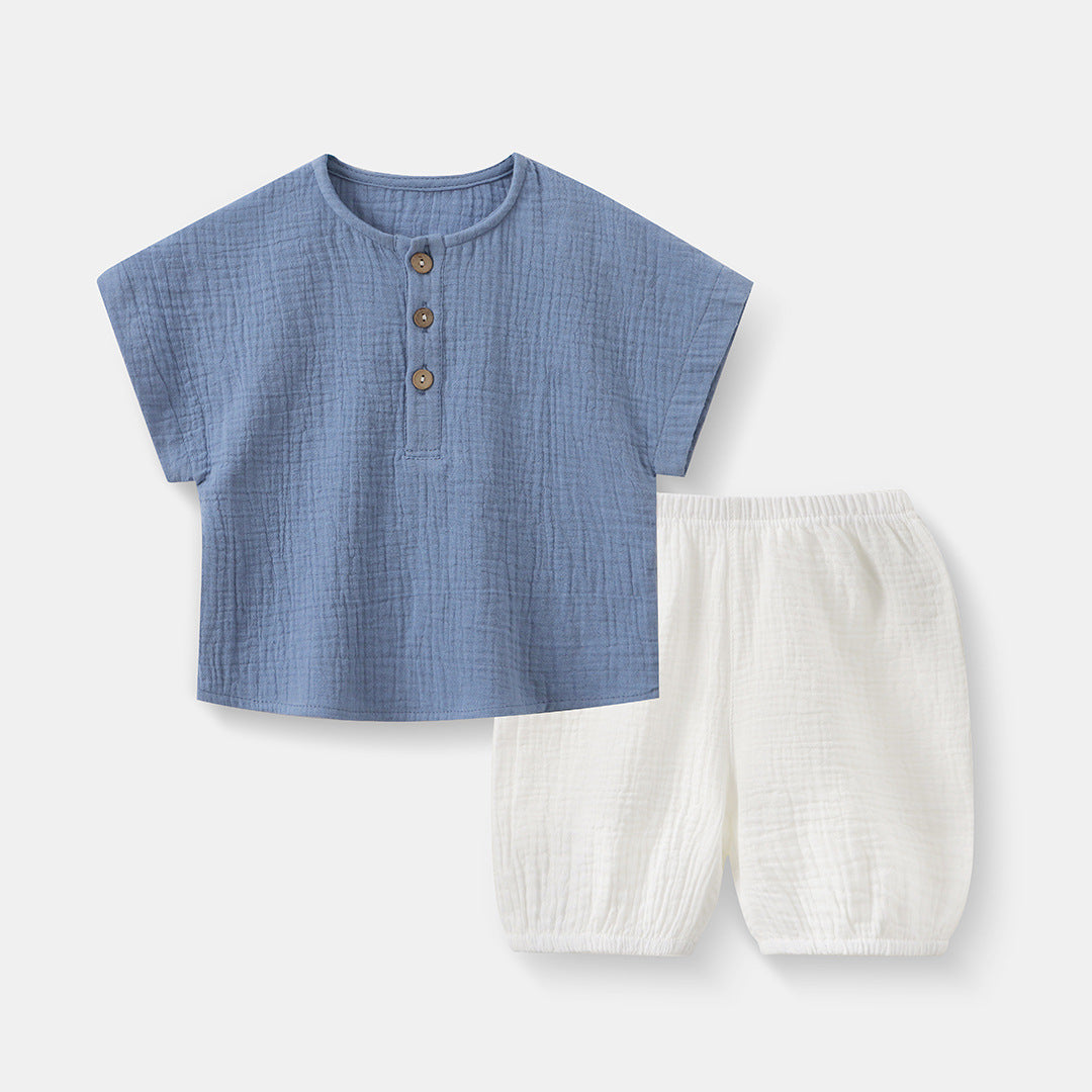 Pure Cotton Gauze Casual Home Ensemble à deux pièces pour bébés