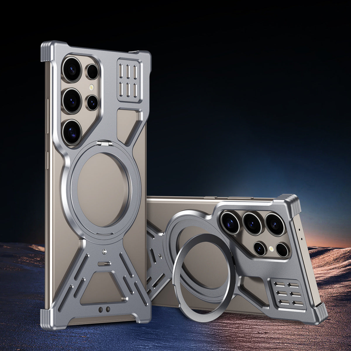 Étui de téléphone rotatif en métal dissipant la chaleur