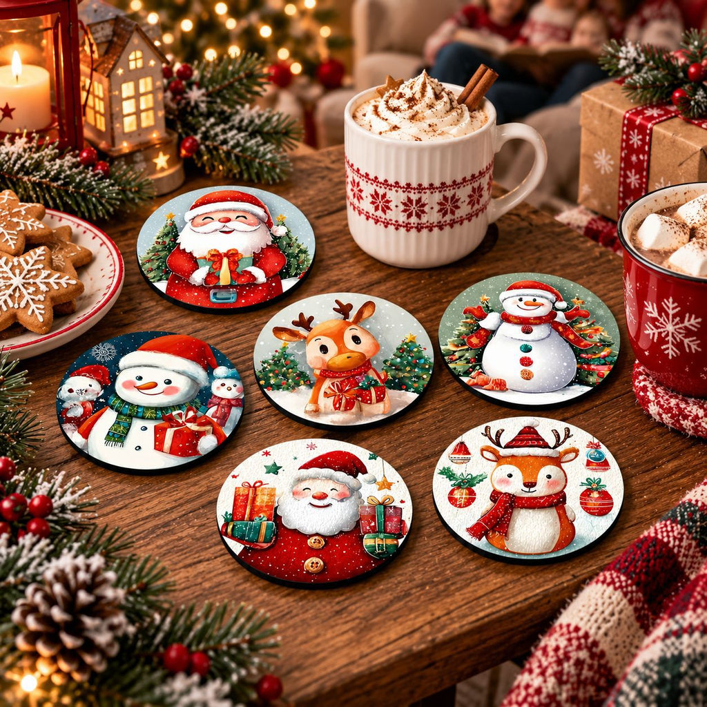 Père Noël et homme de neige Décorations de sous-marins en bois