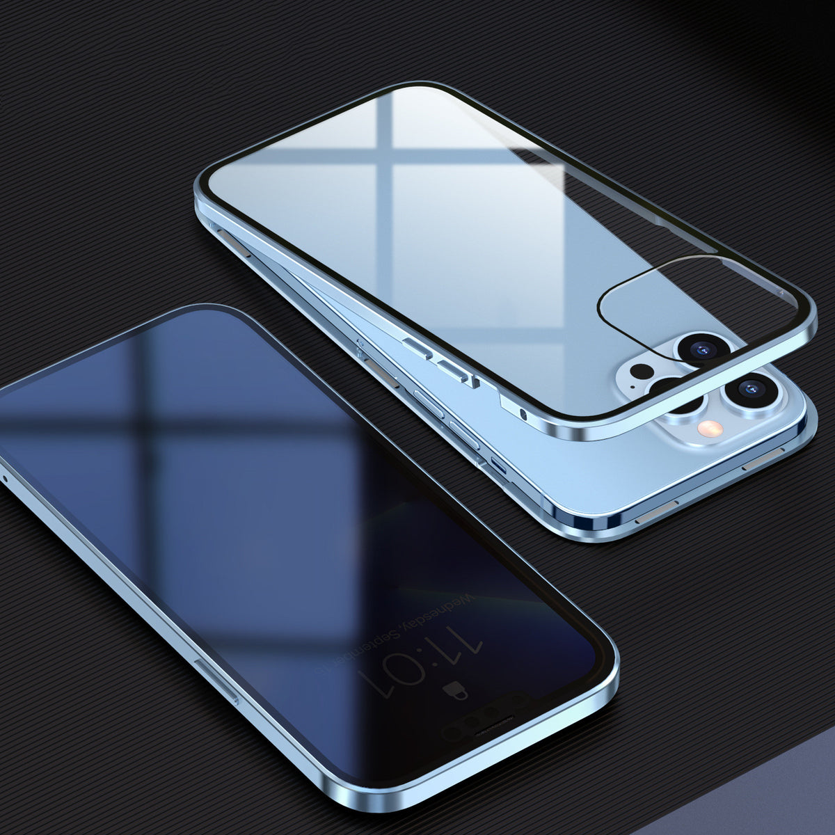 Boîtier de téléphone magnétique à double face en verre haute définition