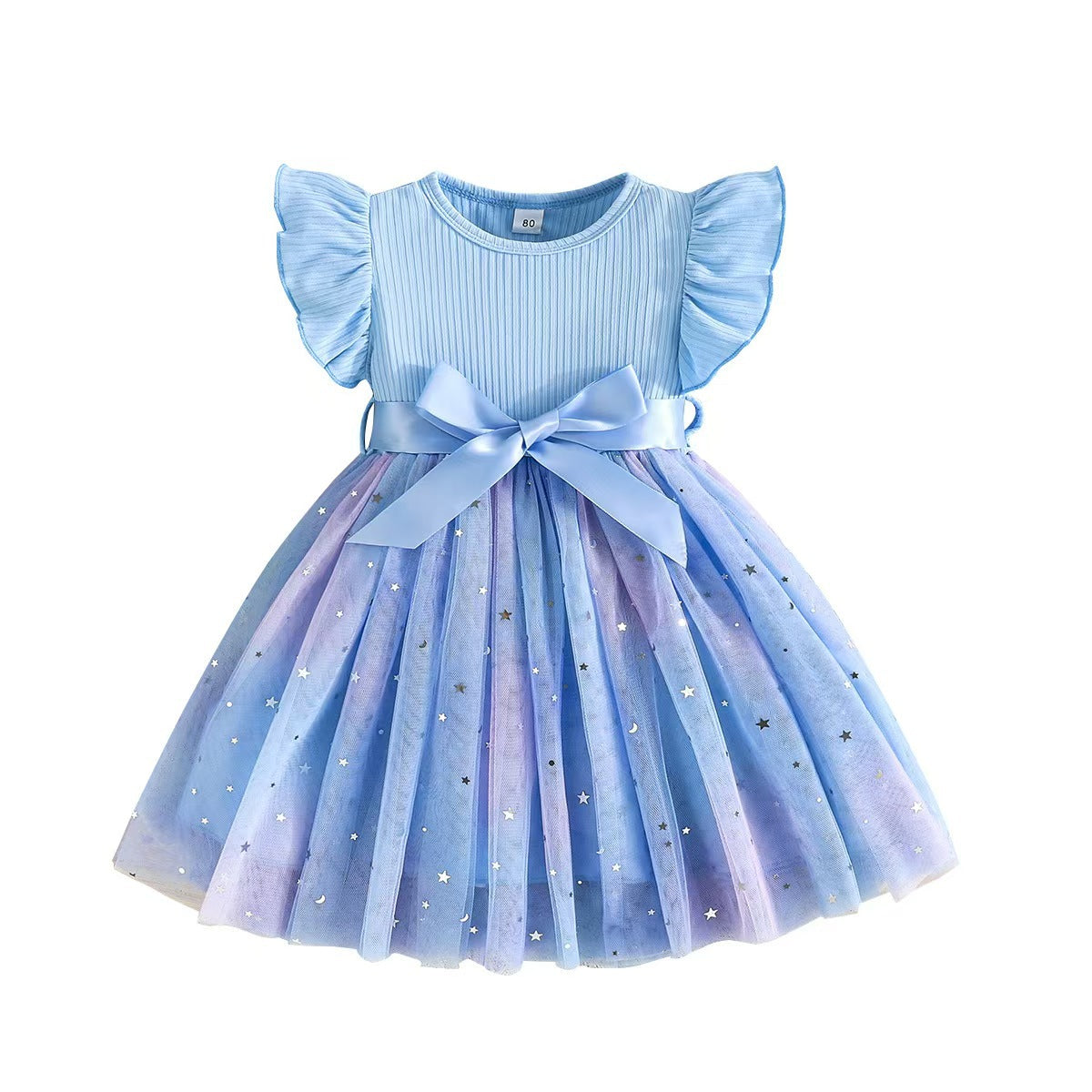 Sweet Little Girls Robe de tulle à manches de puff avec une Bow