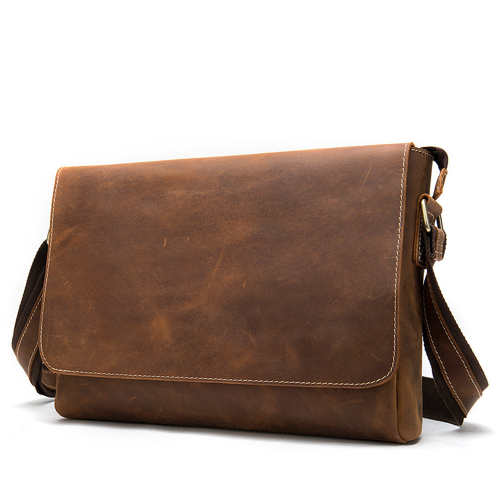 Véritable cuir homme Mode épaule Selle en cuir Crossbody Casual Messenger Bag