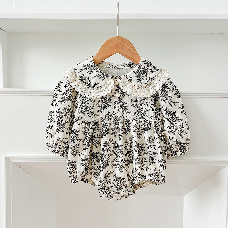 Bébé Floral Romper Robe à manches longues Ensemble sœur