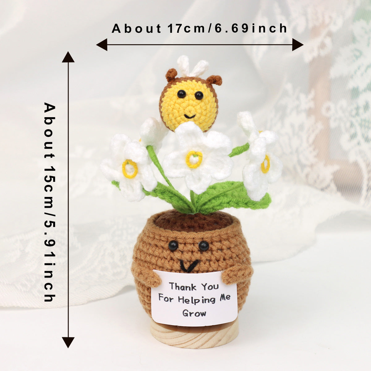 Crochet fait main Bee assorties pot de fleurs ornements fil doux éternelle Crochet Blooms Wi
