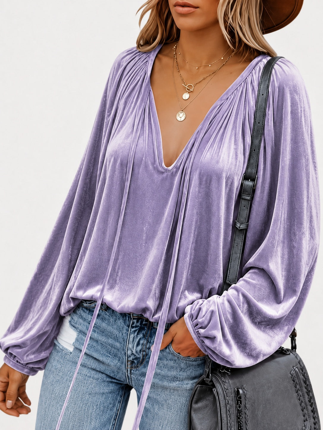Lace V-neck business shirt