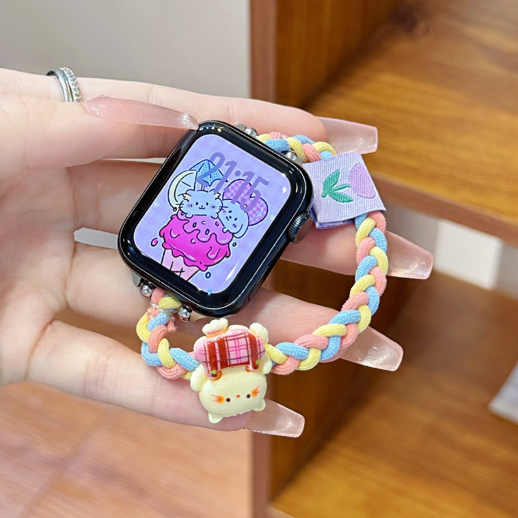 Bracelet de montre pour cheveux de caricature tricoté créatif