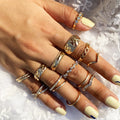 European and American Retro Cold Wind Combine Hollow Curved Ring