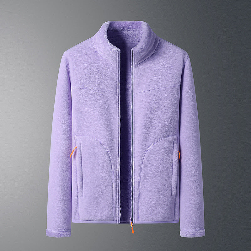 Veste polaire à deux faces en velours de corail à deux faces en polaire de style cachemire