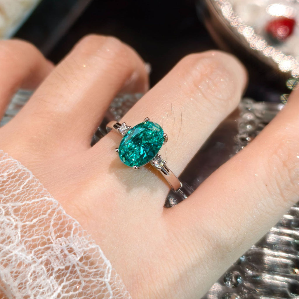 Para Green Ice Flower Cut Sparkling Crushed Ice Zircon Proposition Anneau ouvert pour les femmes Fashio