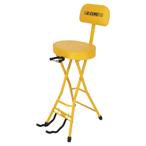 5 Core 3.15" Guitar Stool Padded Chair W Backrest Foldable Music Seat Built in Foot Rest Gu