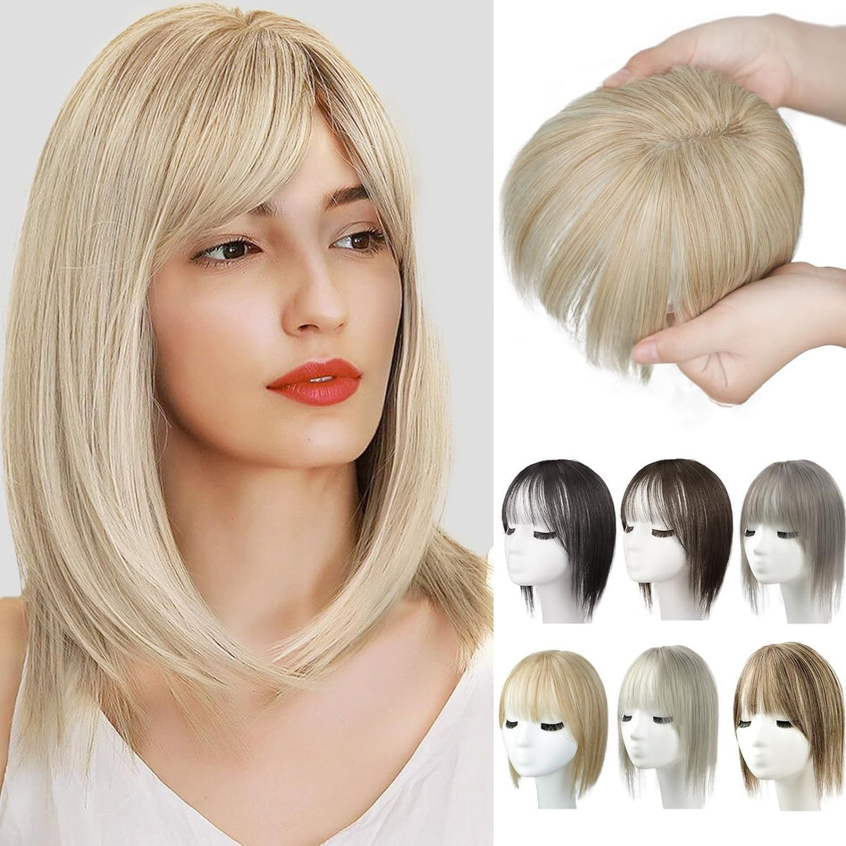 Wig Women's Natural Lightweight Breathable Cover Cheveux Gris Invisibles