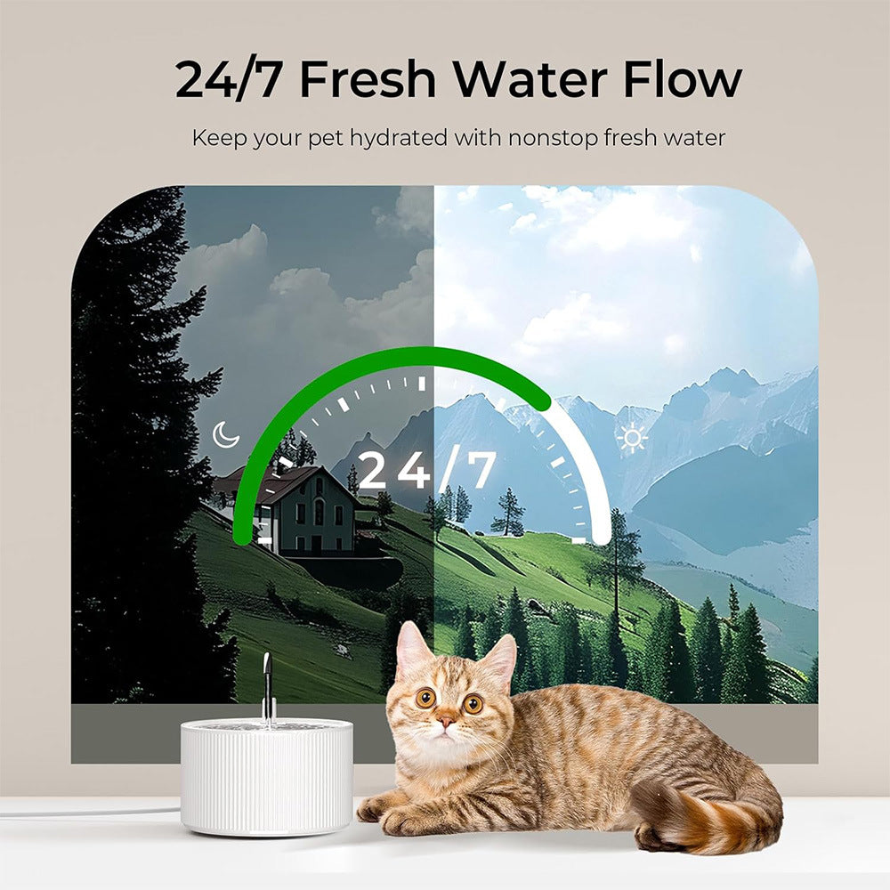 Fontaine d'eau de chat en céramique 2.2L Distributeur automatique d'eau Pet
