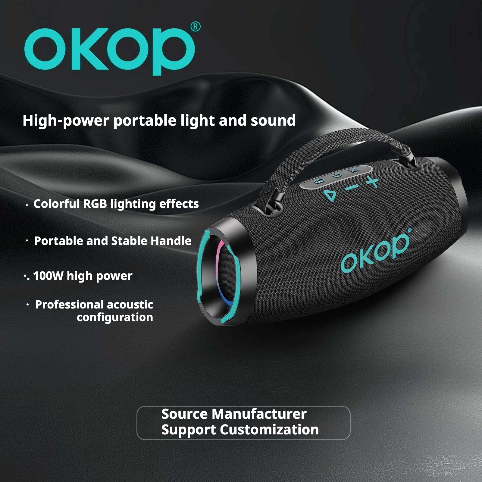 KP-8006 Audio Subwoofer Haut-parleur Bluetooth portable extérieur haute puissance avec lumière couleur RGB