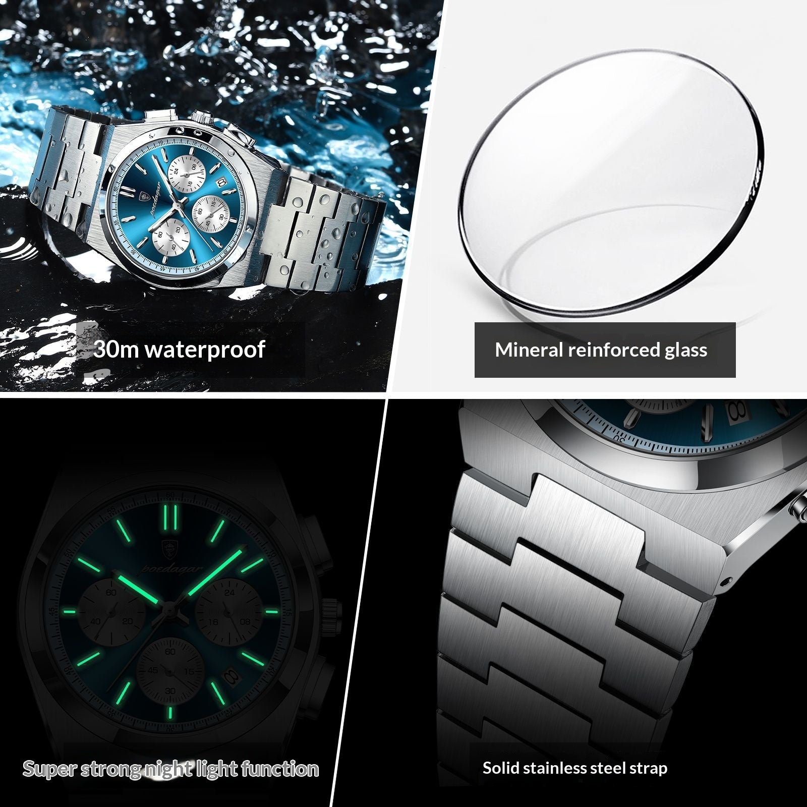 Homme Imperméable Multifonctionnel Lumineux Montre ultra-mince