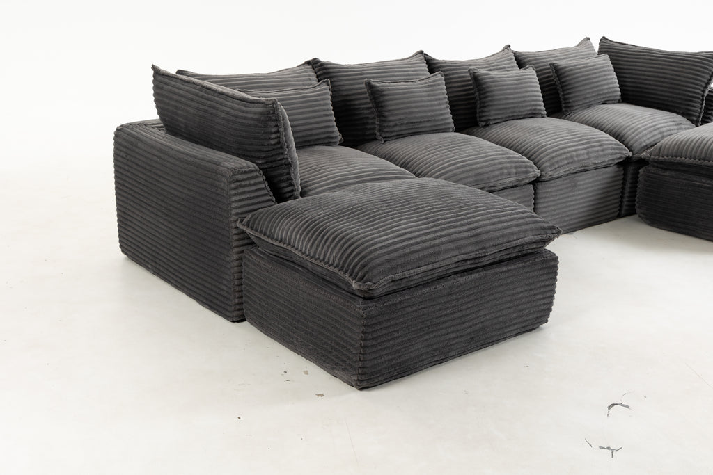 129,8" Largeur Cloud Couch Oversize Modular Sectional Canapé Vrai Relax Comfy Coupes Wide&De