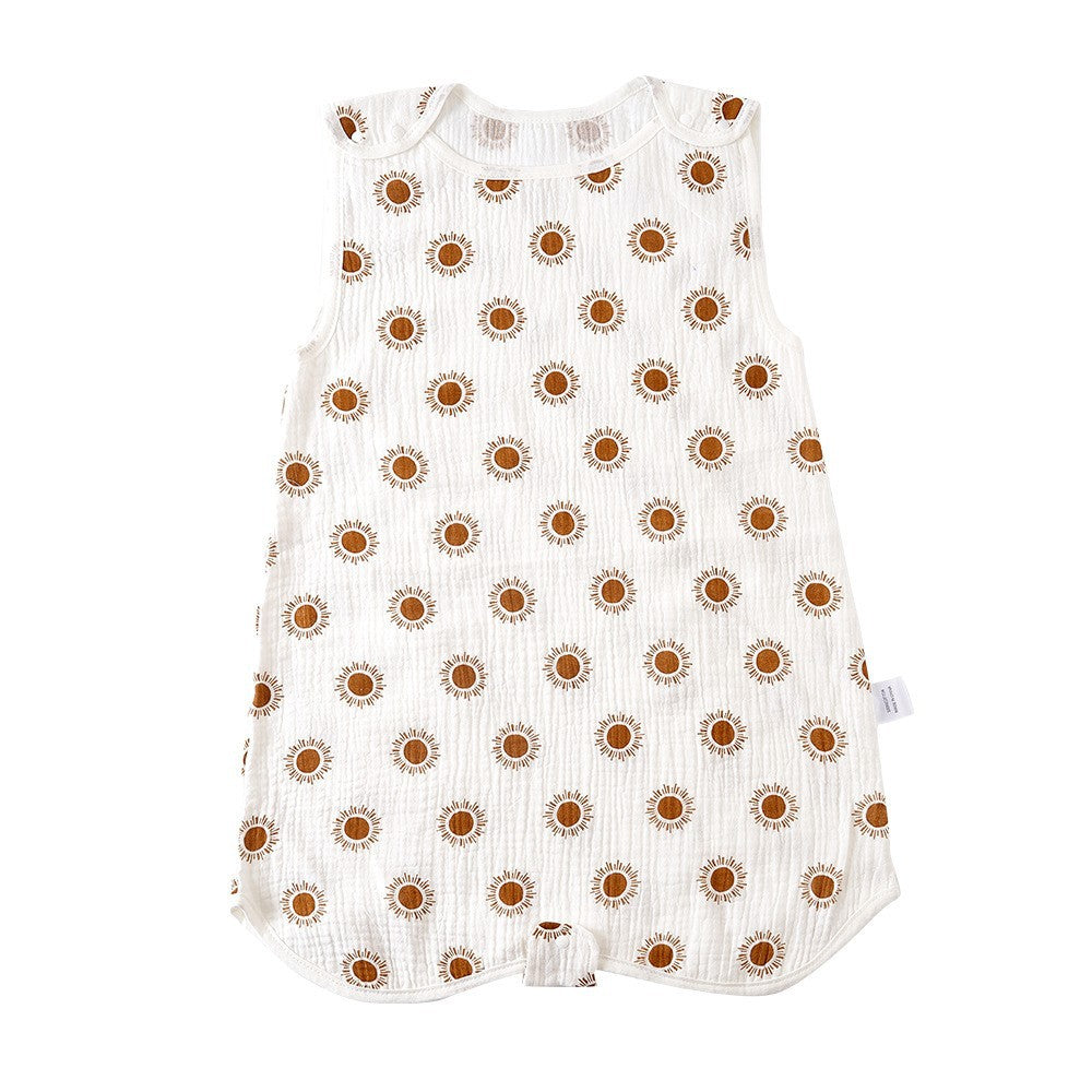 Simple imprimé bébé sans manches coton Gauze sac de couchage