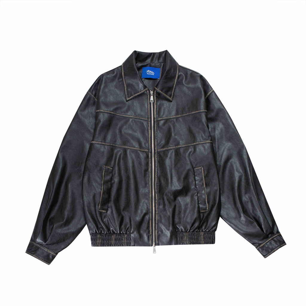 Veste en cuir retro japonais Loose High Street
