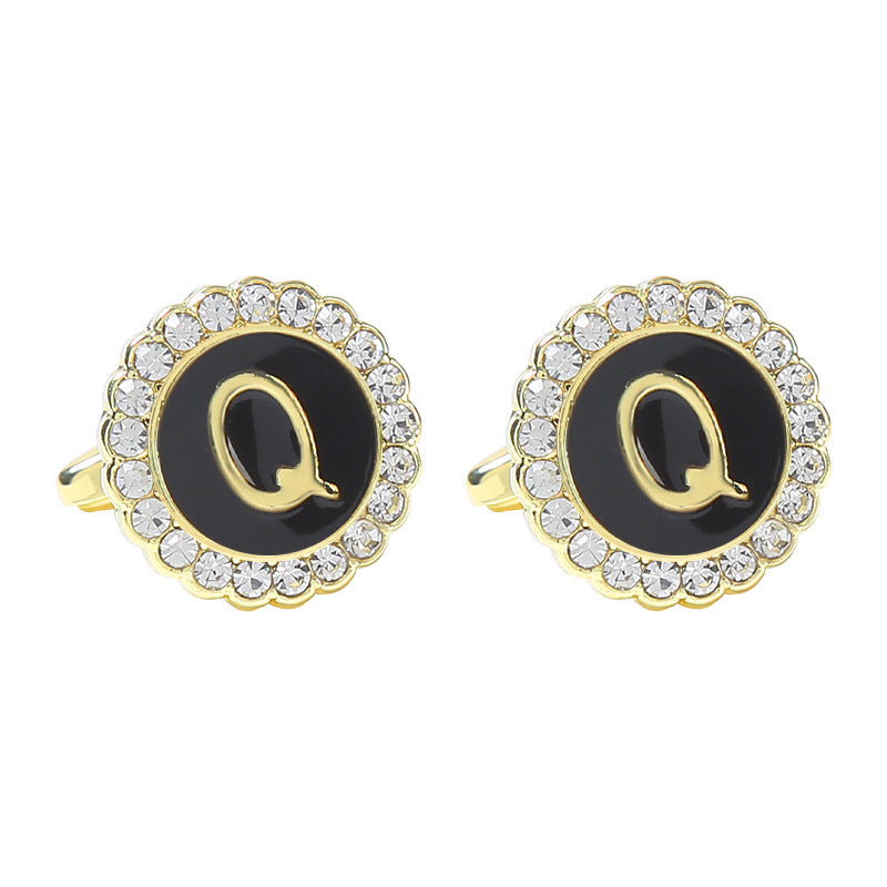 Rond Diamant French Cufflinks 26 lettres pour hommes