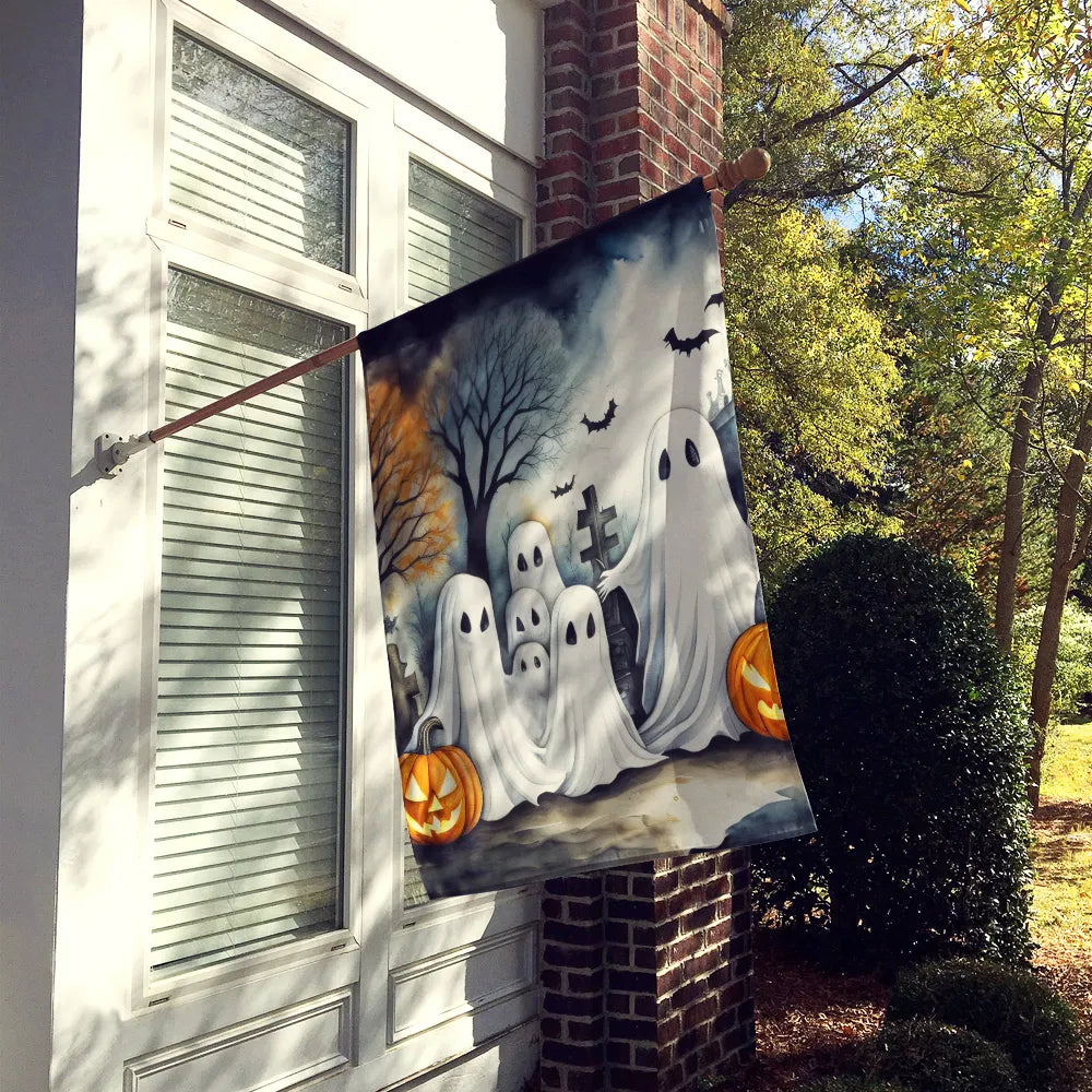 Fantômes Spooky Maison d'Halloween Drapeau Grand Porc Manches Pole décoratif extérieur Bannière