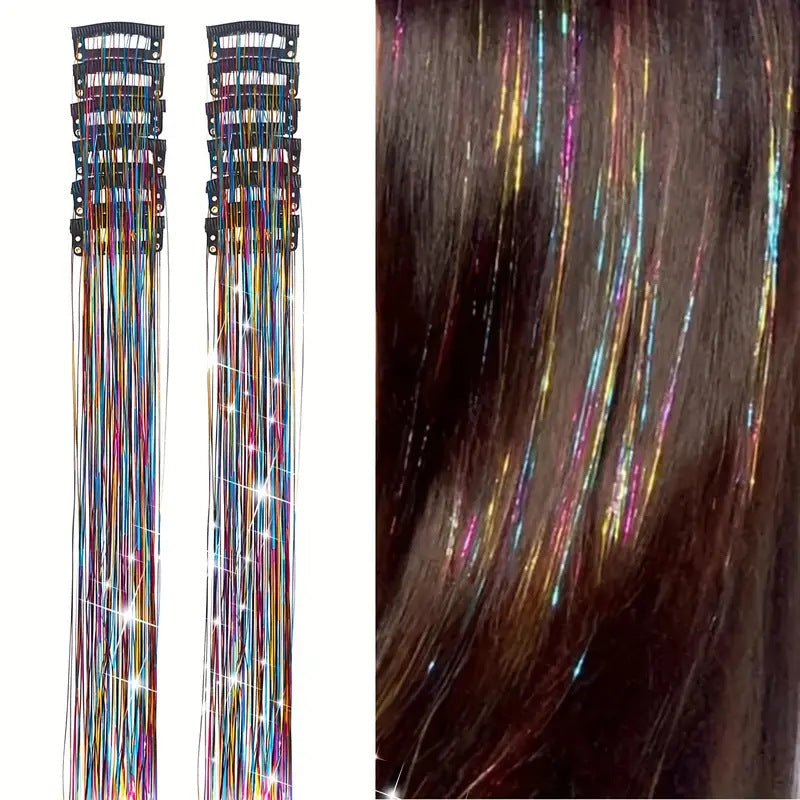 Extensions de cheveux brillants sans couture fil laser