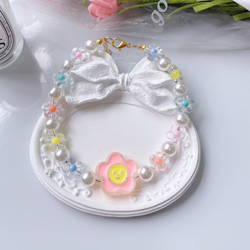 Cute Flower Bead Necklace for Pet Cats