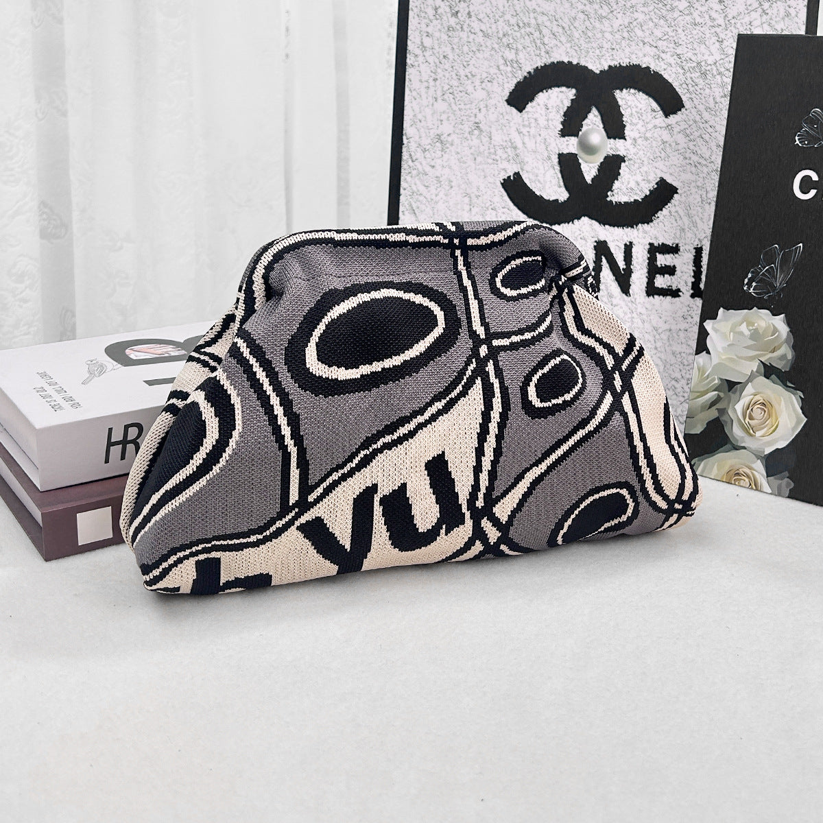 Clutch rayé de sac tricoté pour femmes