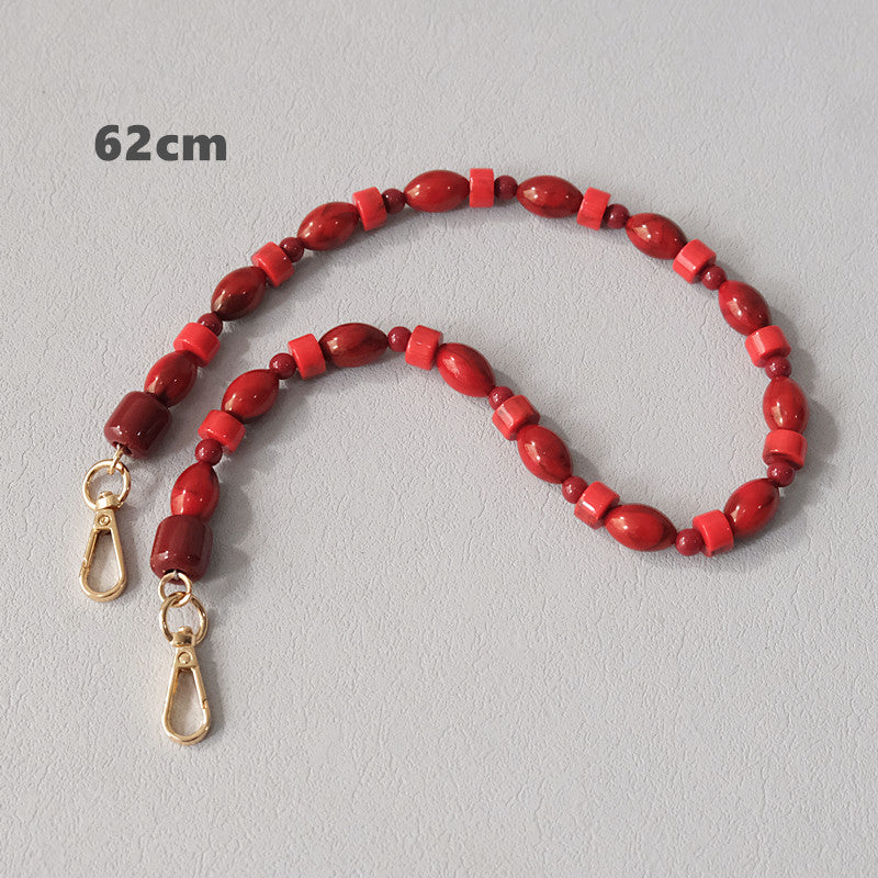 Accessoire à chaîne de perles rouges à la mode Crossbody Lanyard Bag