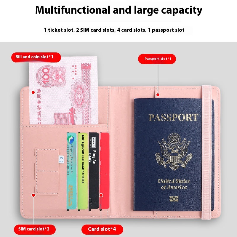 Pu Sac de passeport en cuir Rfid Fentes de cartes multiples Titulaire de certificat multifonctionnel