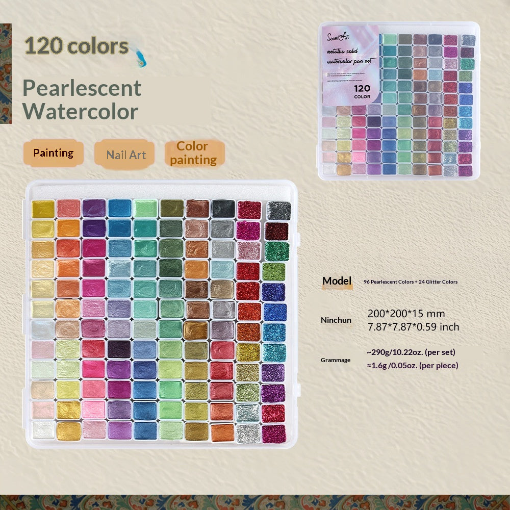 Solid Pearlescent Aquarelle peinte à la main Nail Art pigment métallisé en 120 couleurs