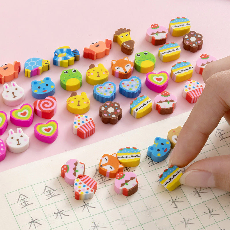 50 PCs Sacs de film perlescents Fruit Cartoon Mini Eraser