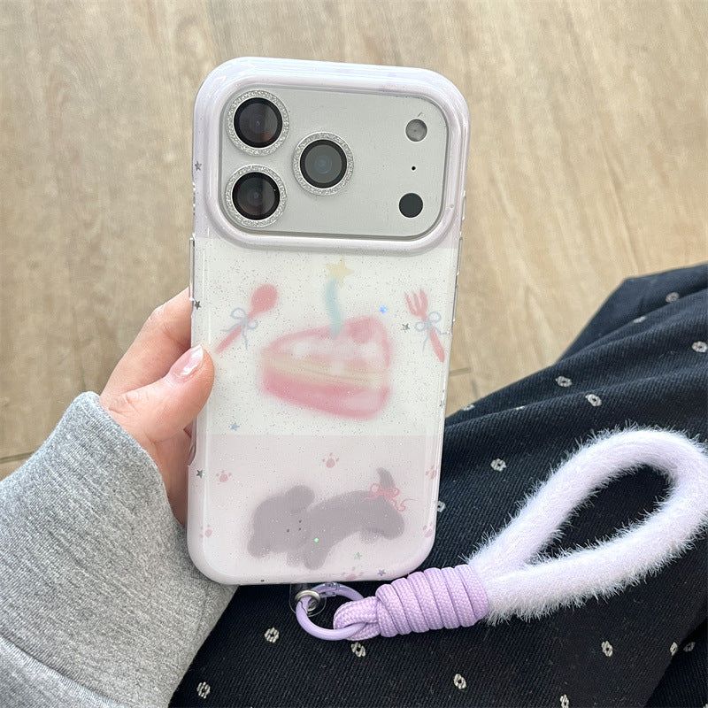 Couteau de style coréen fourche et modèle de gâteau cas de téléphone de chien