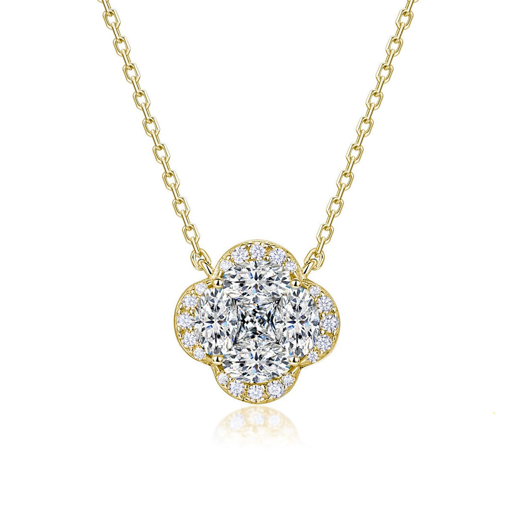 S925 Collier de trèfle en argent sterling Marquise Moissanite 45cm D Couleur VVS1 GRA certifié S