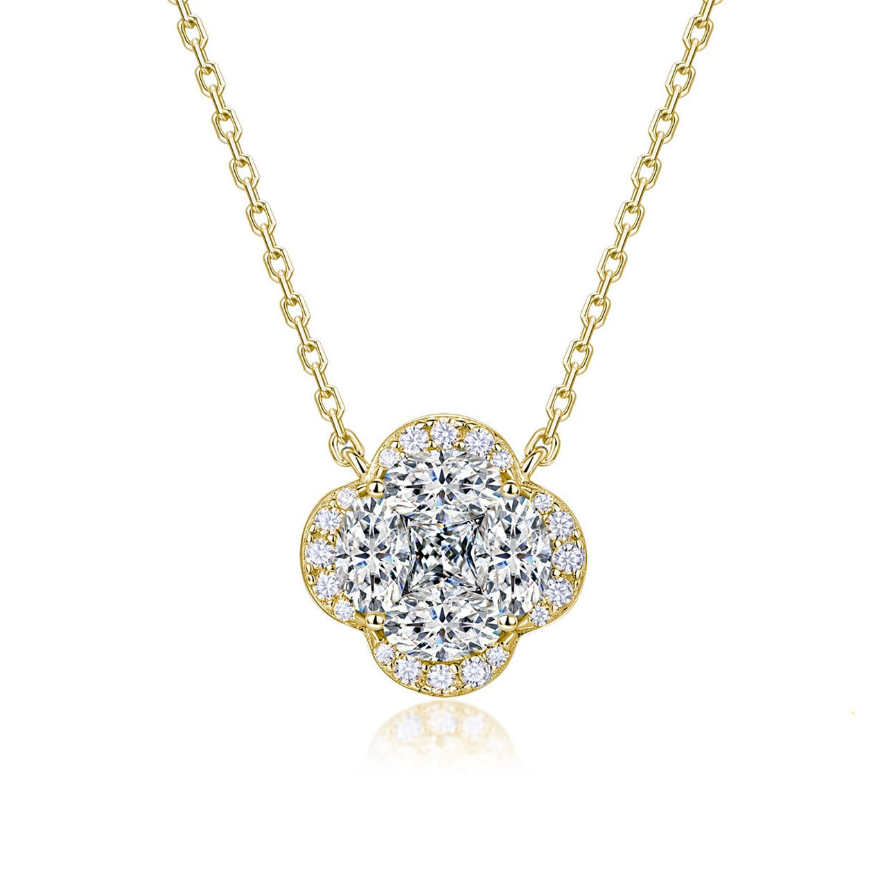 S925 Collier de trèfle en argent sterling Marquise Moissanite 45cm D Couleur VVS1 GRA certifié S