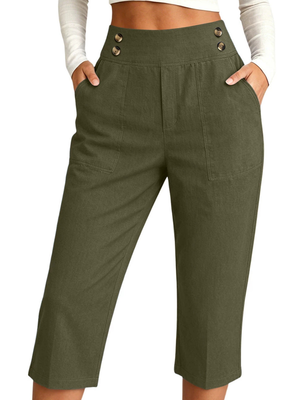 Femmes S Fashionable haute taille pantalons de trois quarts de longueur dans le style européen occasionnel pour Dai