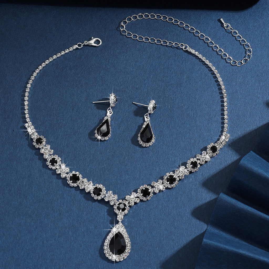 Bijoux de mariée femmes ensemble européen et américain cristal goutte d'eau