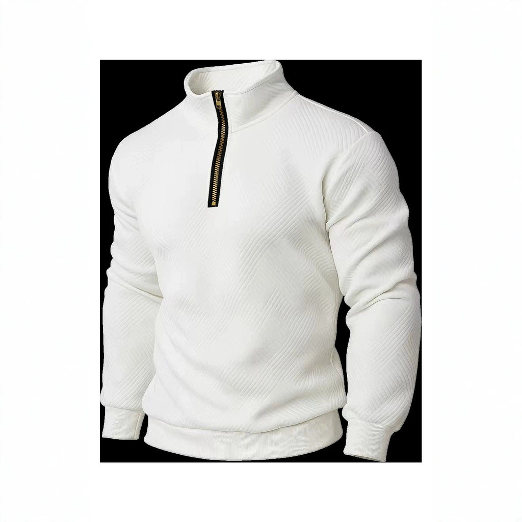 Pull de collier de demi-zip homme avec texture Jacquard