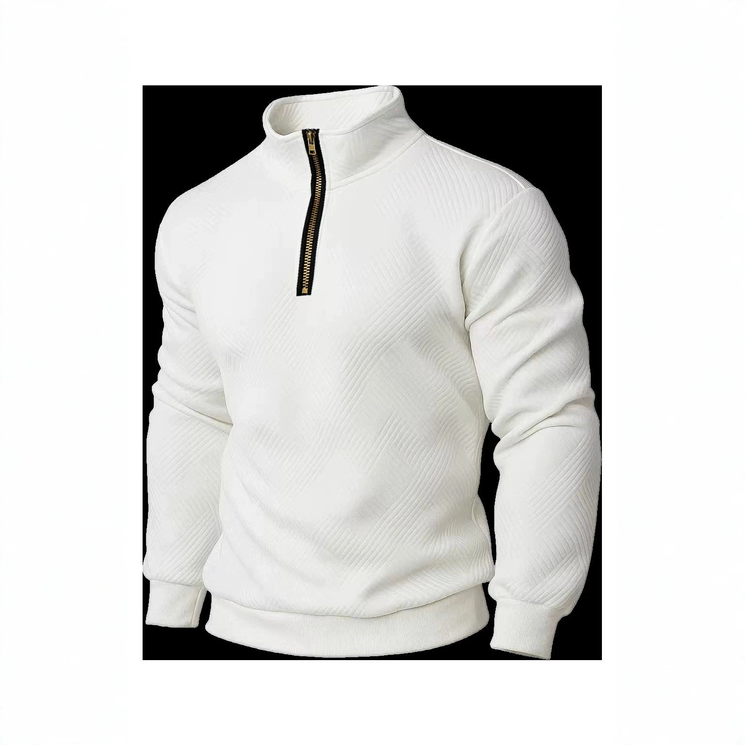 Pull de collier de demi-zip homme avec texture Jacquard