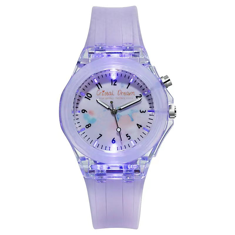 Montre modèle de fruits lumineux pour enfants en silicone caricature