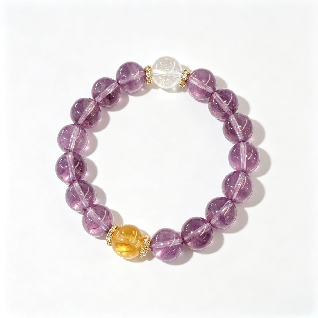 Bracelet Chakra de la Couronne d'améthyste bolivienne - Clarté et sagesse