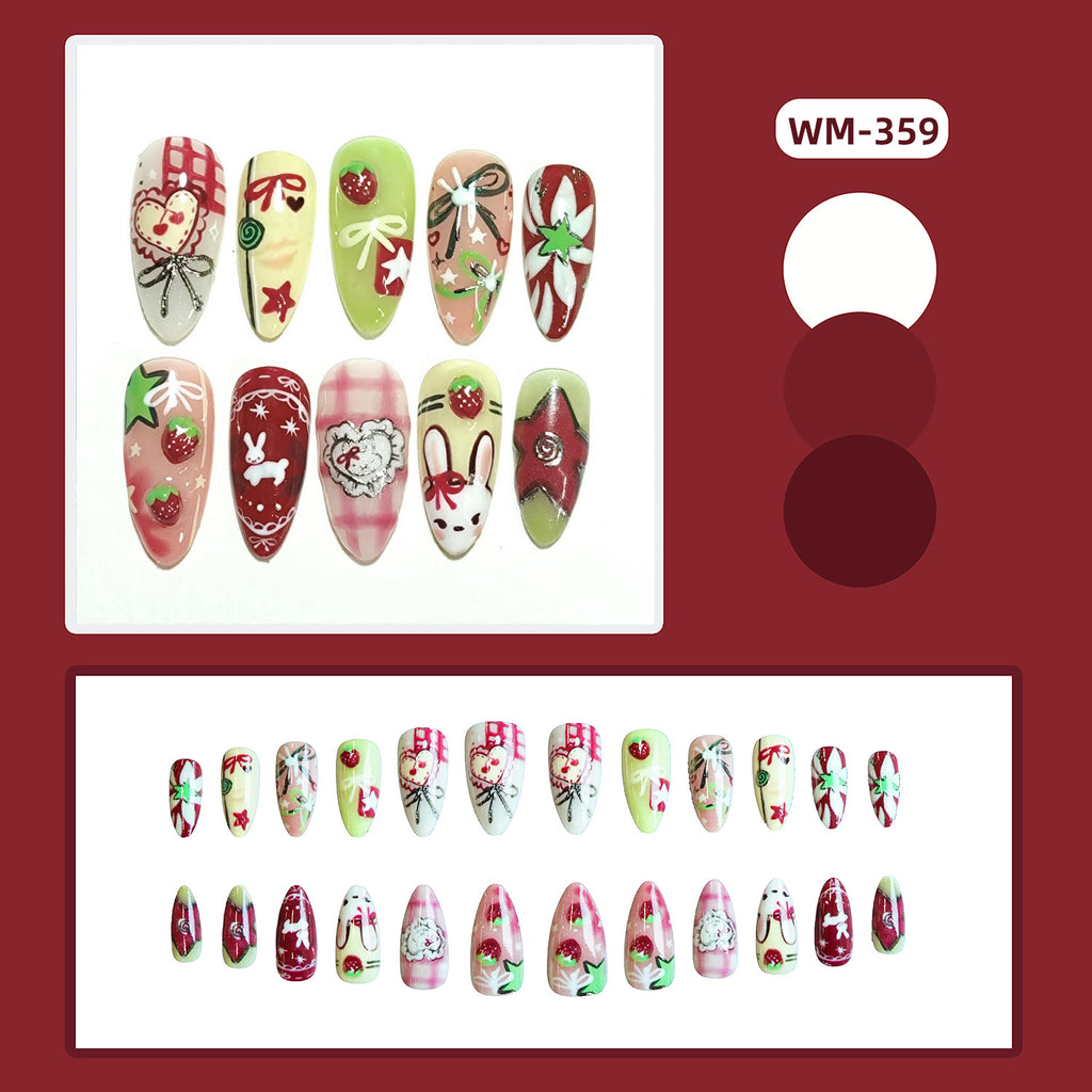 Set de 24 pièces de dessins animés mignons Conseils pour ongles frais et doux