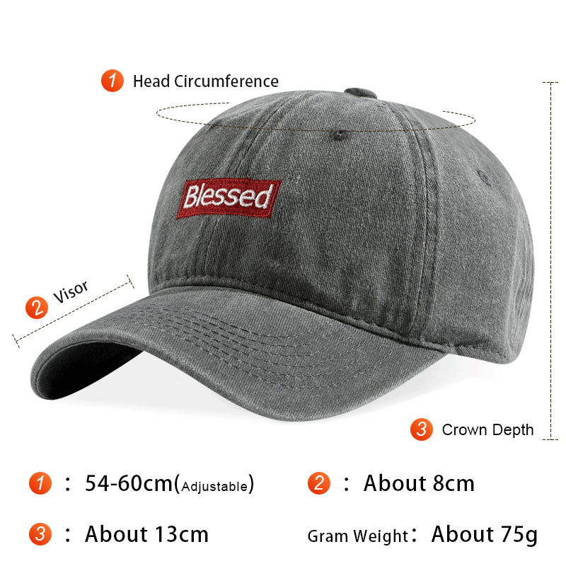 Vintage Lavé Bienheureux Brodé Casquette de Baseball Ajustable Unisexe Streetwear Chapeau de papa
