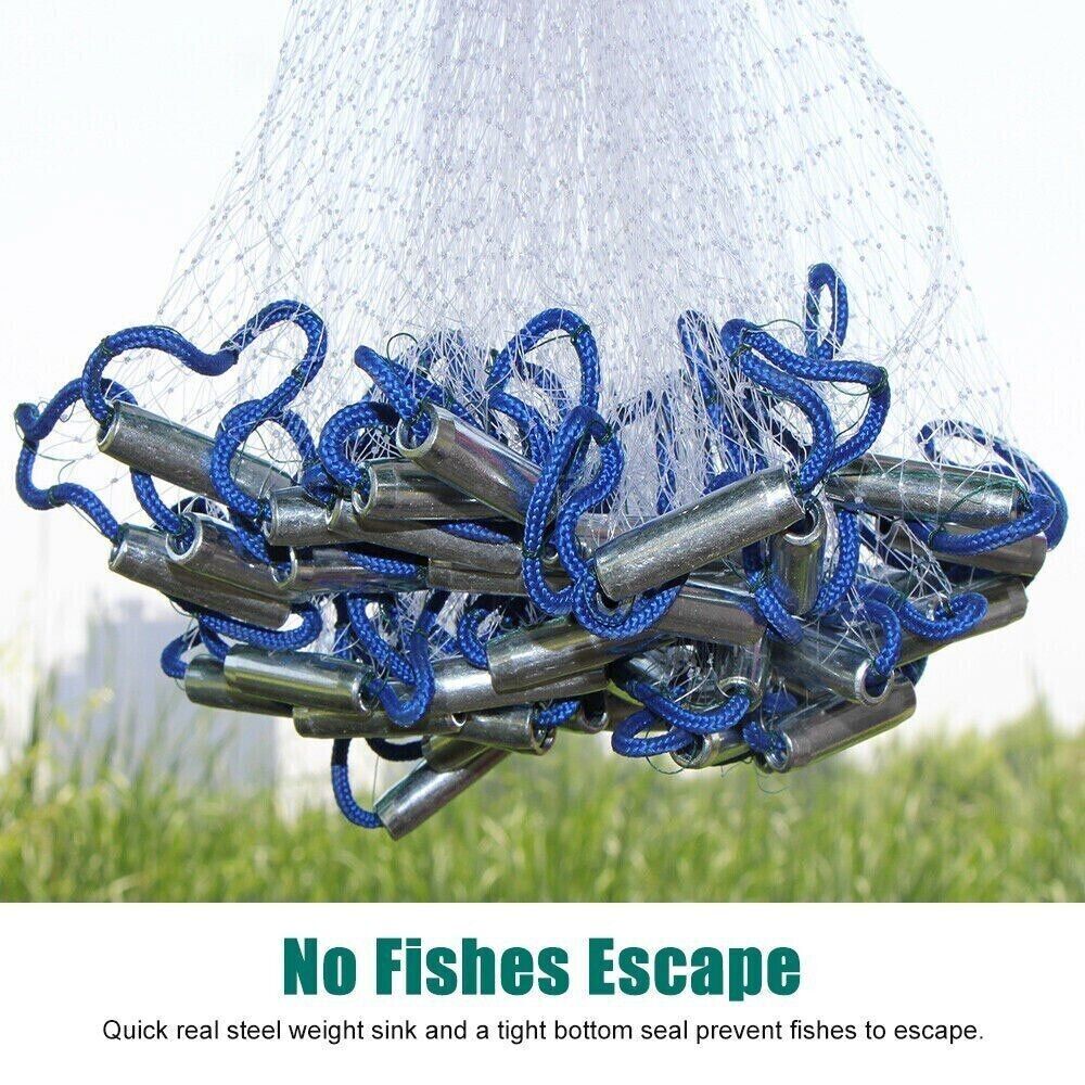 Fishing Cast Net Bait Easy Lancer la main Cast Fort Nylon Mesh USA