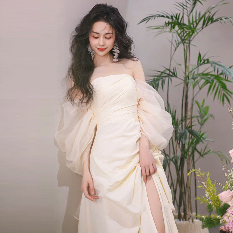 Tube Top léger robe de mariage Mariée Simple Long