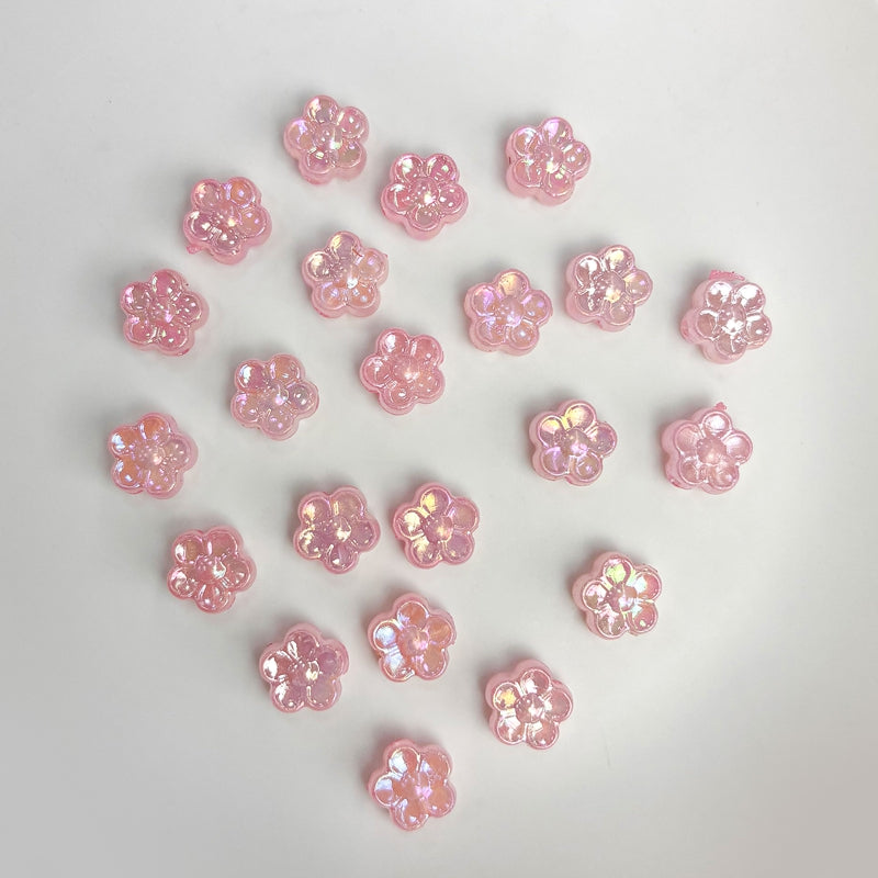 Mini perles de fleurs en acrylique 5-Petal avec paillettes d'or fin
