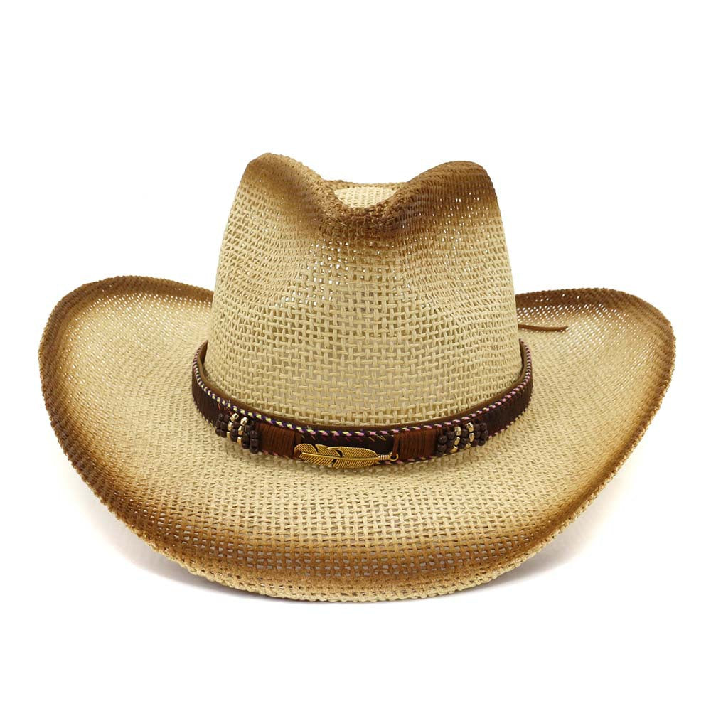 Chapeau de plage de cow-boy en paille de peinture de l'Ouest